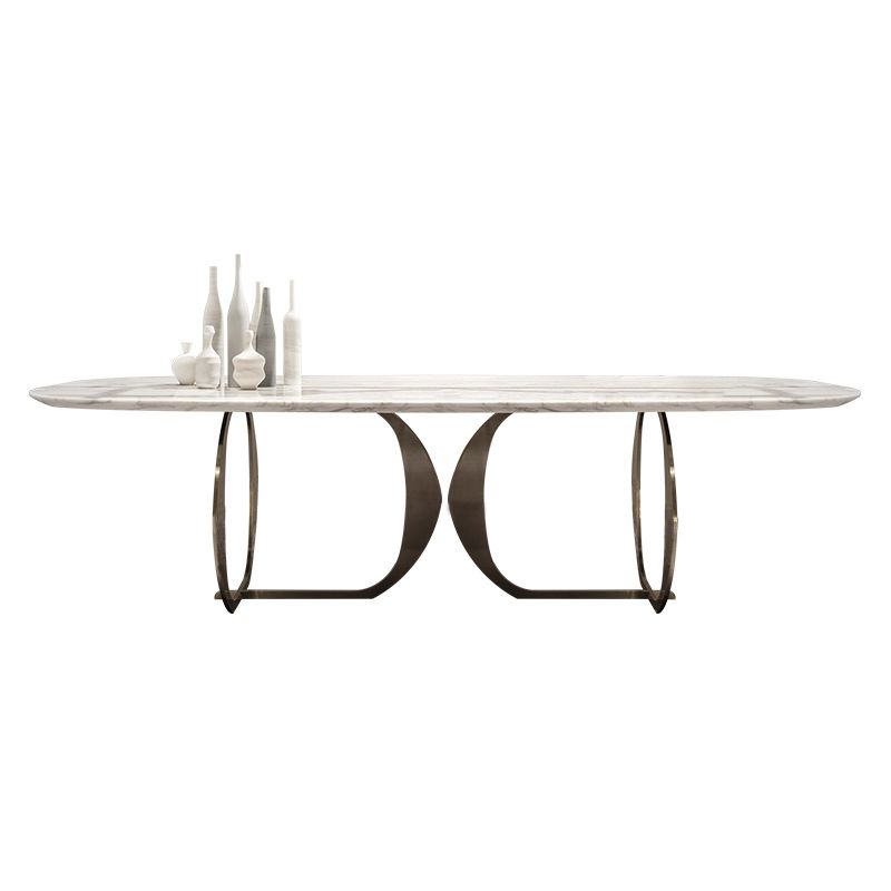Rectangle Double Pedestal Furniture Luxury Style Stone Dining Room Collection