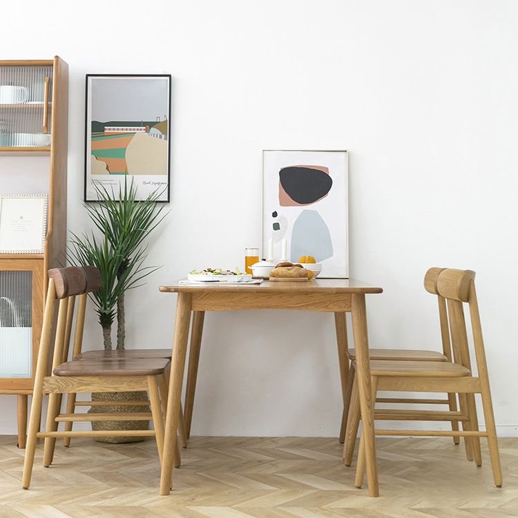 Solid Oak Dining Table Modern Rectangle Dining Table with 4 Natural Finish Legs