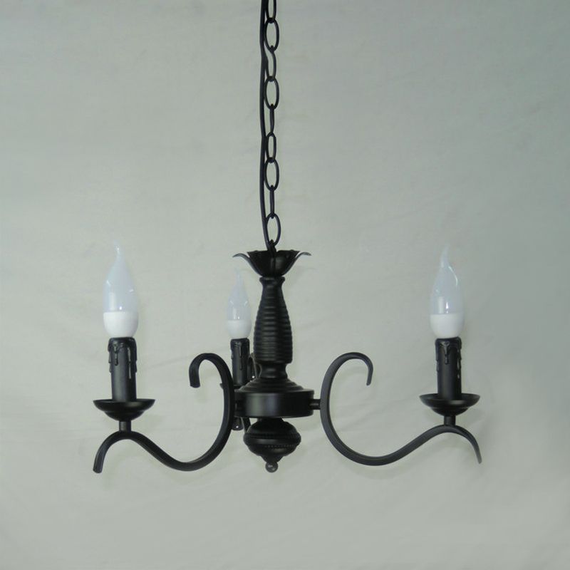 Chandelle à 2 niveaux Chandelier Métal traditionnel Métal 3/5/6 Bulbes Black Finition plafond Light