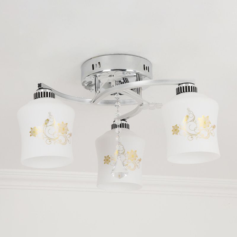 Modern 3 Lights Ceiling Lamp Chrome Finish Flush Mount Light for Bedroom