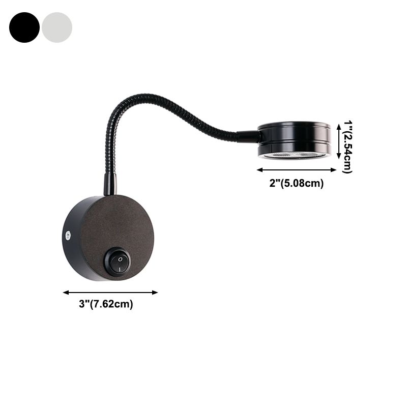 Iluminación de pared de cilindro de metal estilo contemporáneo 1 luces de lectura montadas en la pared ligera