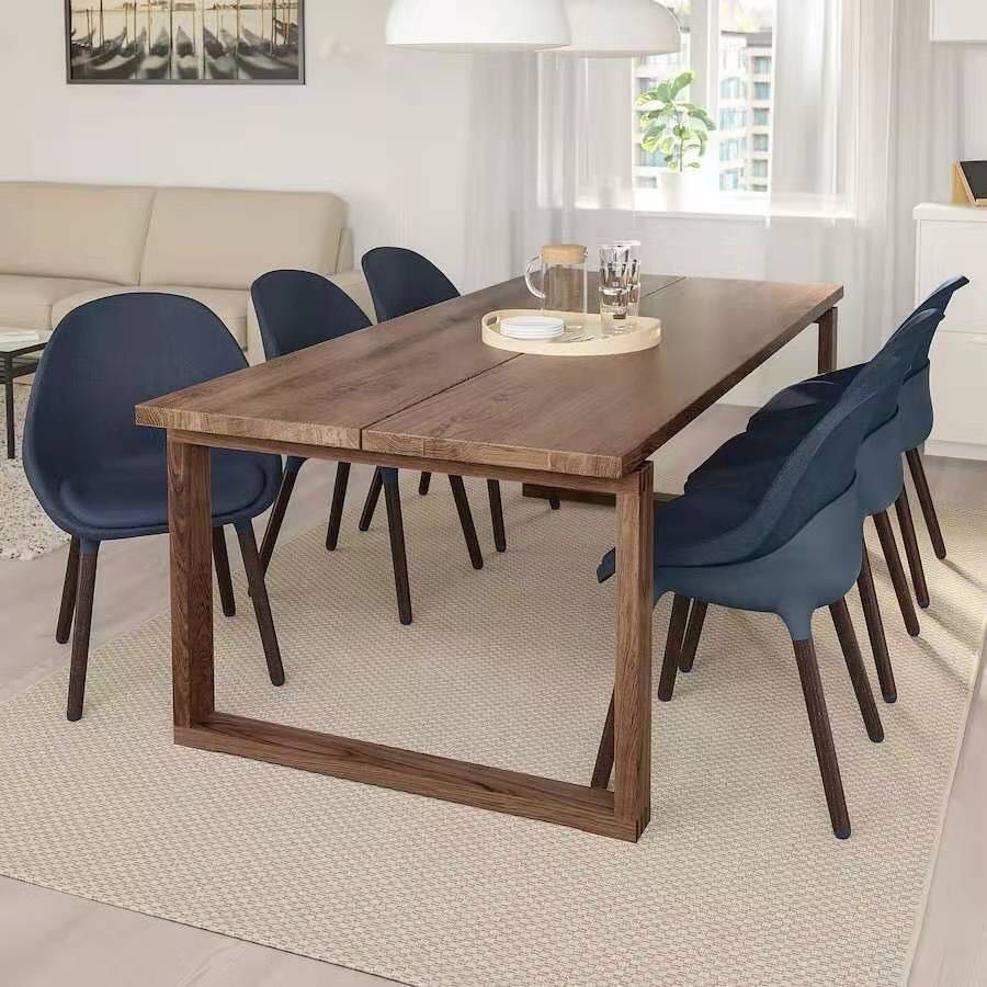 Pine Solid Wood Dining Table Rectangle Modern Dining Table with Sled Base