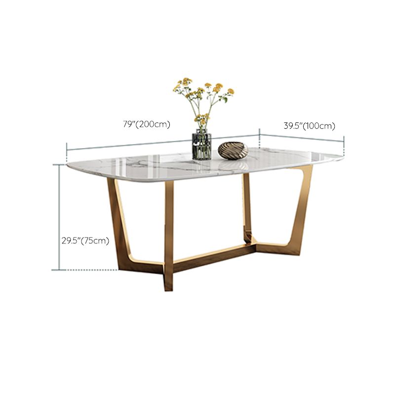 Glam Dining Faux Marble Table Rectangle Table with Metal Legs for Kitchen