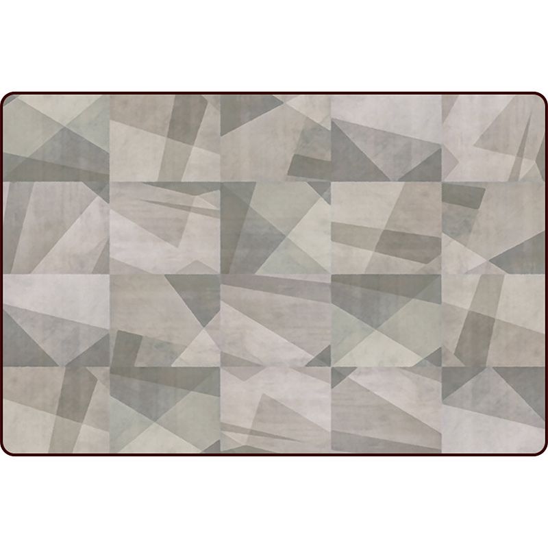 Modern Living Room Rug in Grey Color Block Square Print Rug Polyester Non-Slip Backing Area Rug