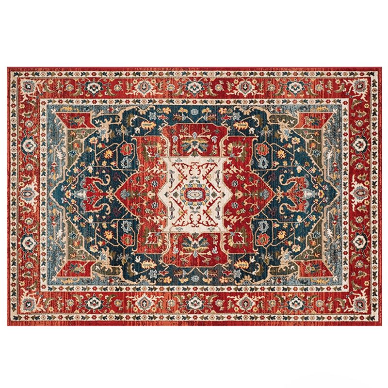 Multicolor Persian Indoor Rug Polyester Tribal Print Rug Non-Slip Backing Indoor Rug for Home Decor