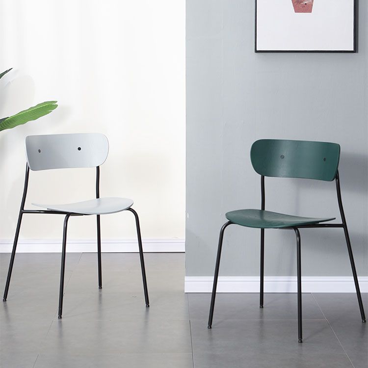 Silla industrial sin brazos para interiores y exteriores, silla de comedor con respaldo abierto de metal