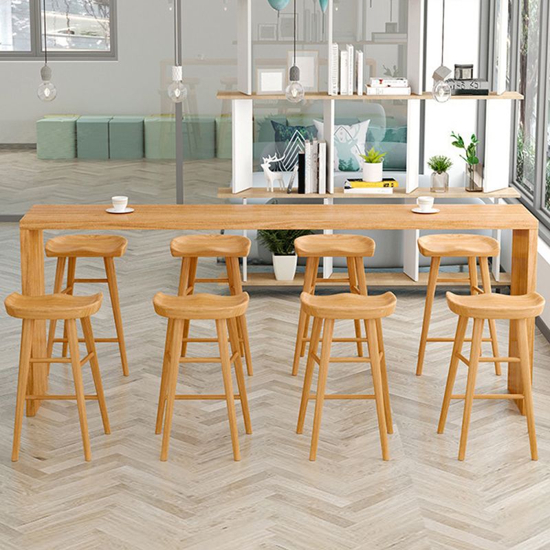 Solid Wood Counter Stool Industrial Backless Bar Stool with Footrest
