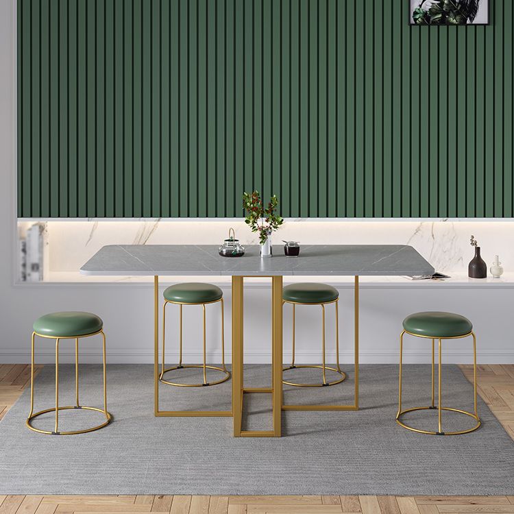 Moderne grijze eettafel gesinterde stenen drop-blad 59 "eettafel voor thuisgebruik