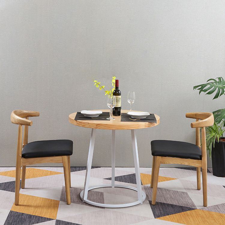 Modern Style Round Solid Wood Dining Set 1/2/3/4/5 Pieces Dining Set for Dining Areas