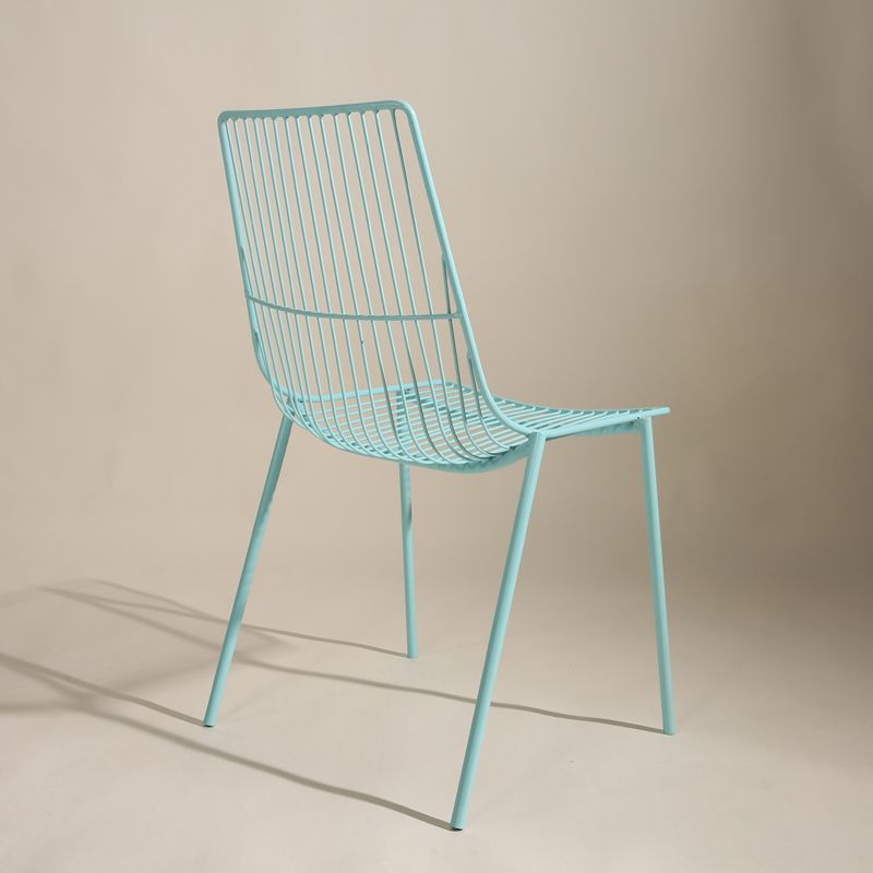 Black/Blue Outdoors Dining Chairs Modern Metal Stacking Patio Dining Chair