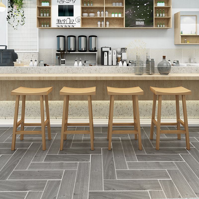 Modern Armless Backless Counter Stool Wood Kitchen Bar Stool with Seat and Pedal