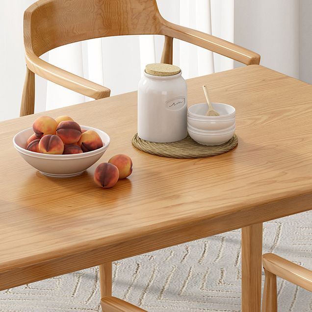 Rectangle Simplicity Dining Table Wood Color Fixed Table of Pinewood Solid Wood