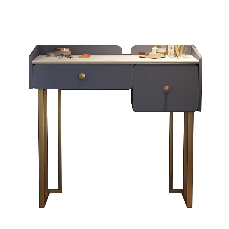 Luxurious 2 Storage Drawers Vanity Set with Padded Stool in White/Grey
