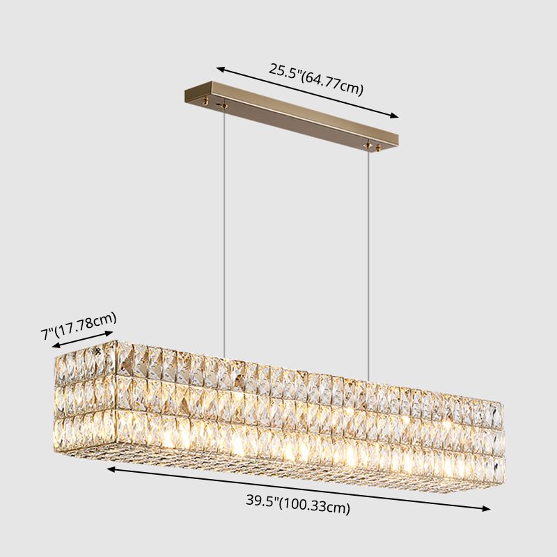 Contemporáneo de lámpara de cristal biselada Lámpara de lámpara de cristal lineal isla colgante para comedor
