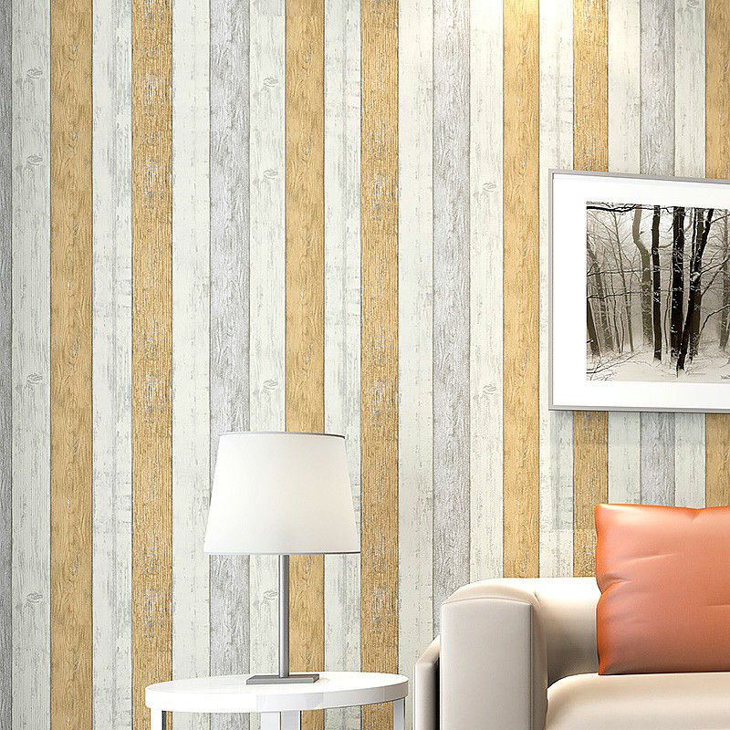 57.1-sq ft Wood Wallpaper for Living Room 2-Tone Stripe Wall Covering in Orange, Washable