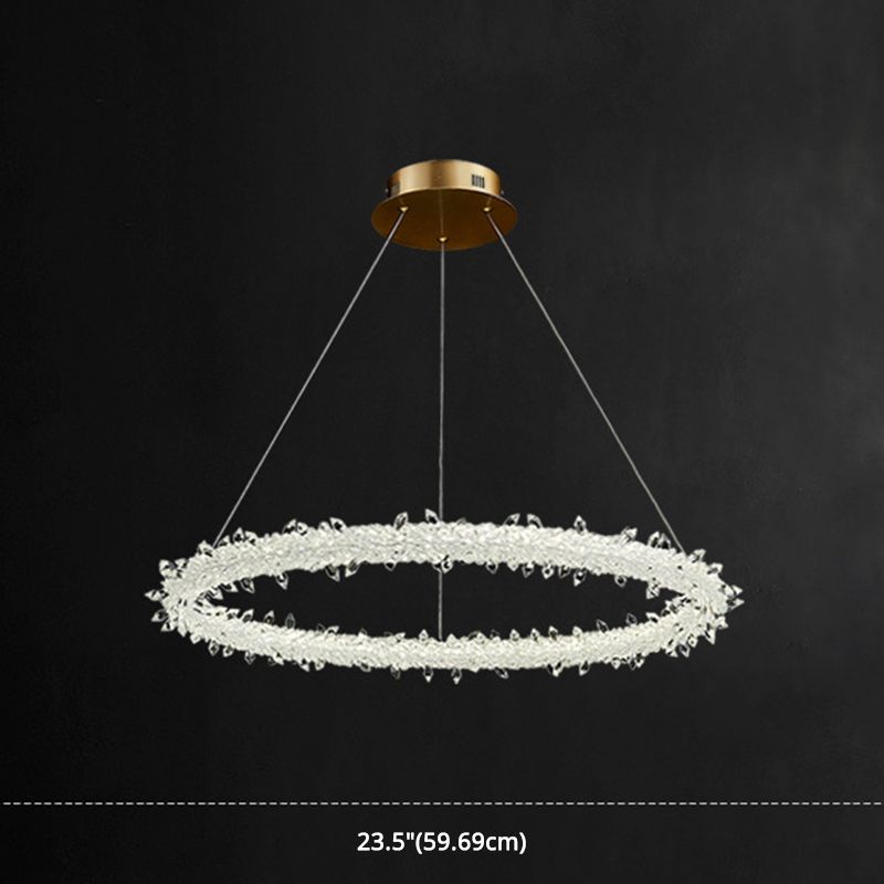 Suspension à LED circulaire moderne minimaliste en cristal clair salon de plafond suspendu