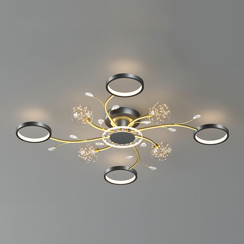 Aménagement moderne monté sur le plafond simple LED Black Semi Flush Light