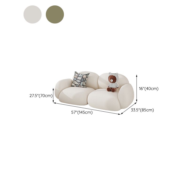 Contemporary Square Arm Sofa with Pillows Seating in Green and Beige