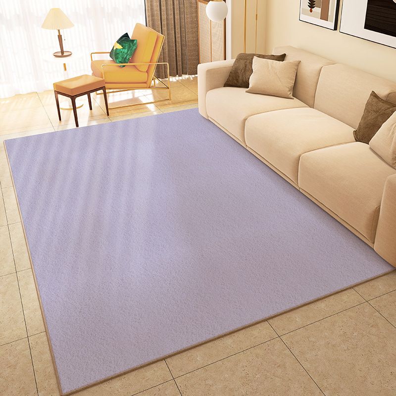 Beige Pure Color Rug Polyester Simple Rug Stain Resistant Rug for Home Decor