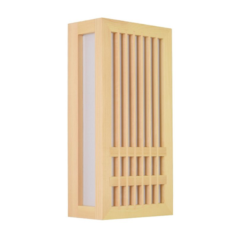 Missie stijl muur gemonteerd licht natuurlijk eiken rechthoekige sconce licht voor woonkamer