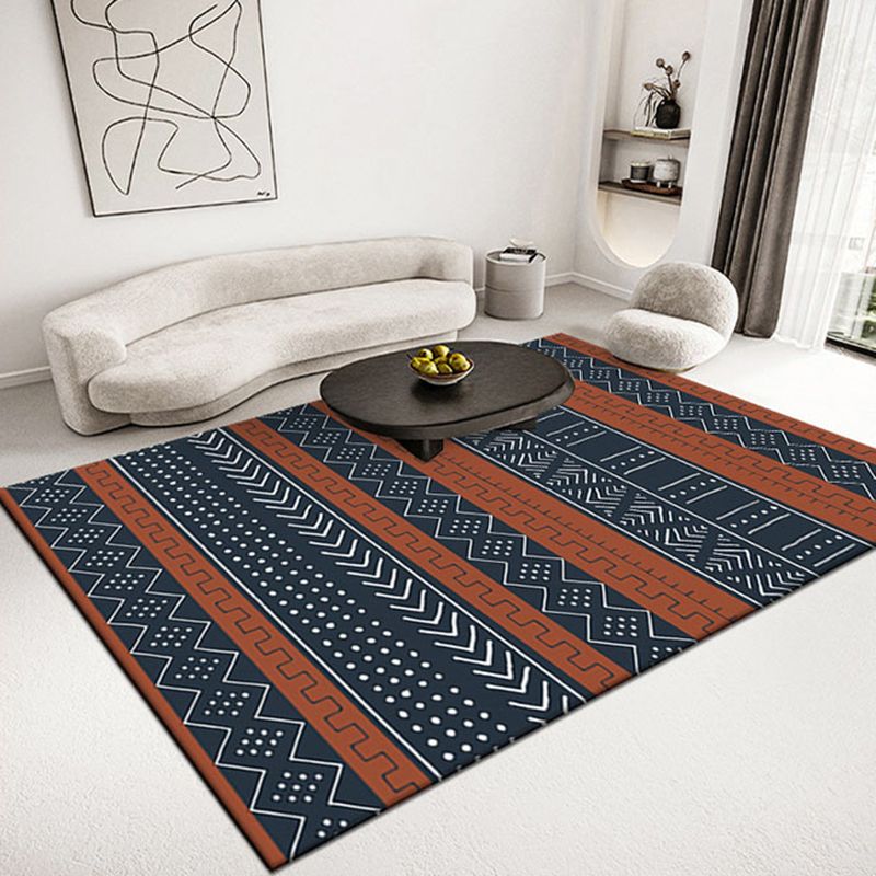 Navy Living Room Area Rug Bohemian Americana Print Carpet Anti-Slip Backing Rug
