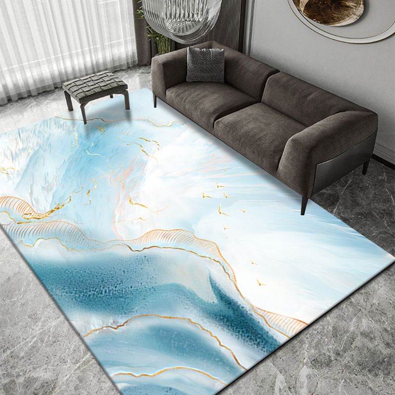 Gorgeous Ink Painting Area Rug Individuality Modern Indoor Carpet Polyester Non-Slip Backing Carpet for Home Decor