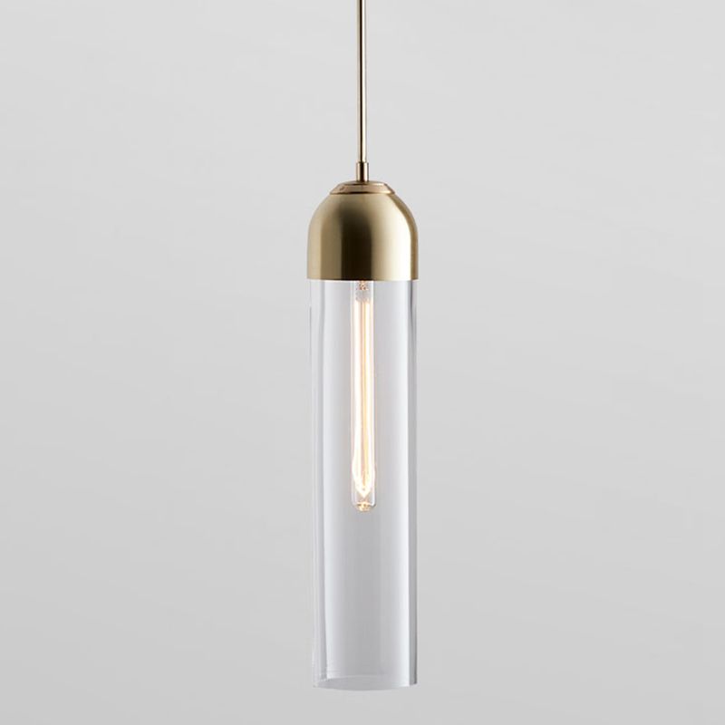 17.7 "Altura Minimalista Carril de vidrio en forma de tubo de luz 1 luz mini luz colgante con cable ajustable de 47"