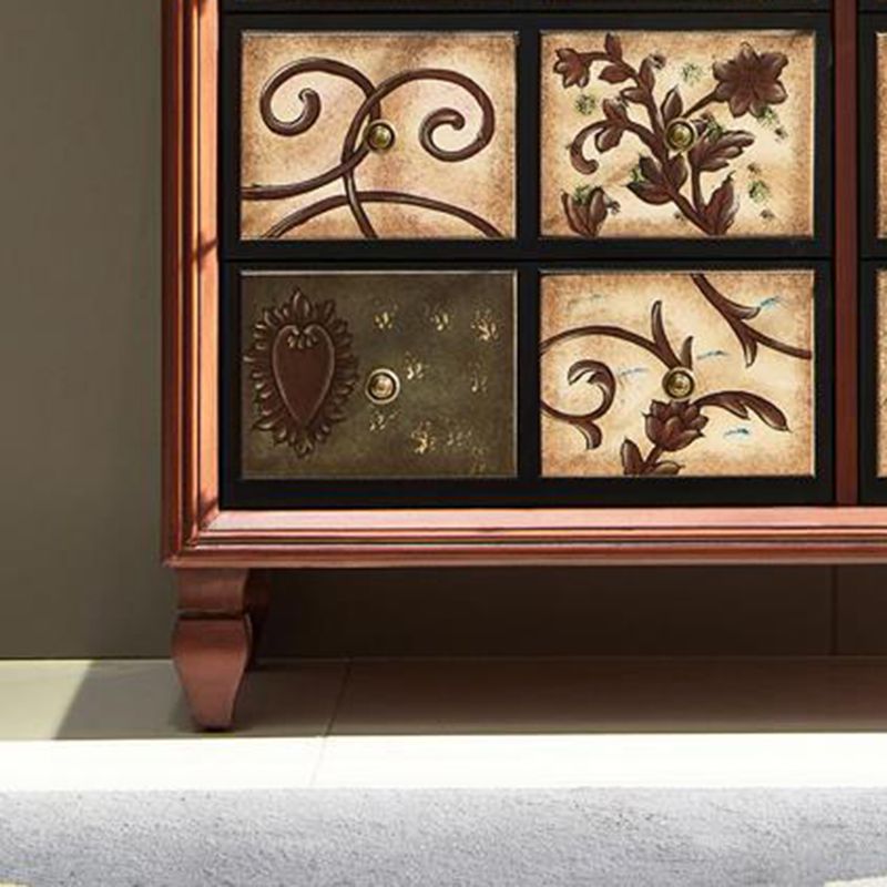 Traditional Bedroom Wooden Storage Chest Horizontal Chest with Drawers