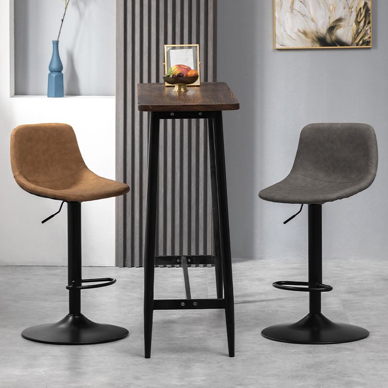 Contemporary Metal Stool Leather Upholstered Counter Stool in Matte Finish for Indoor