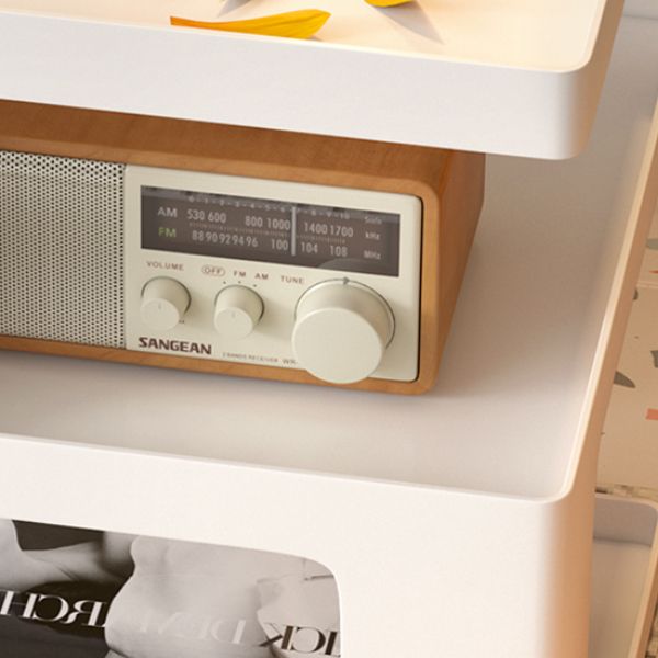 Modernistic Living Room Accent Side Table Double Tier Square with Storage