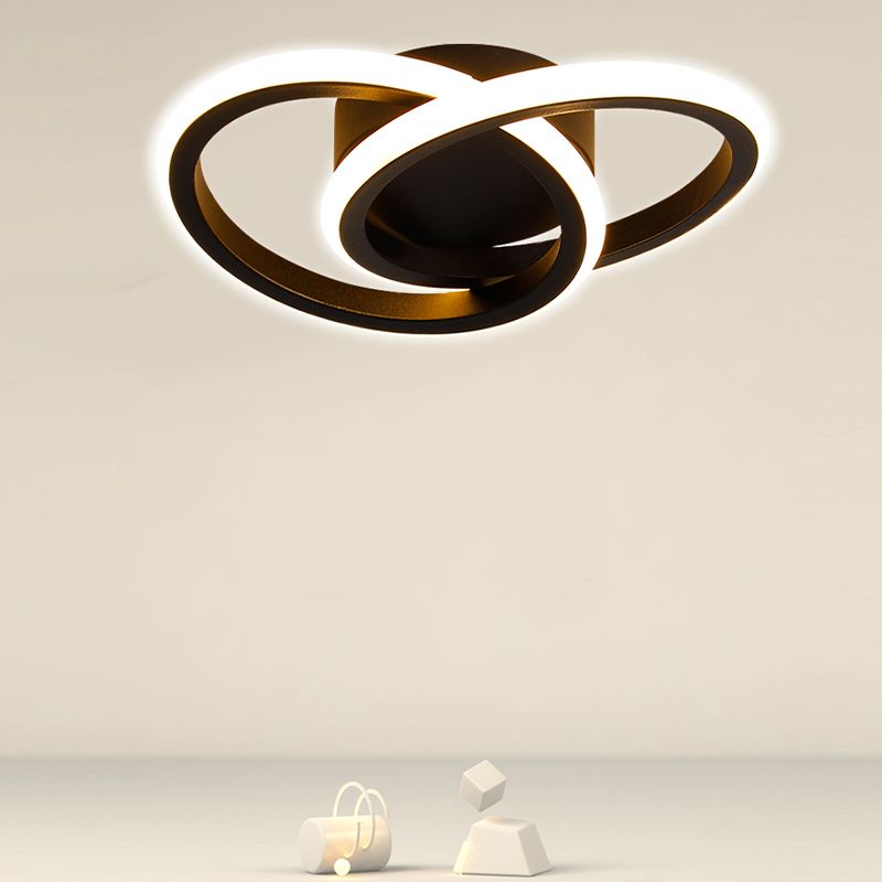 Round Shape Metal Flush Mount Light Modern Style 2 Lights Ceiling Mount Light