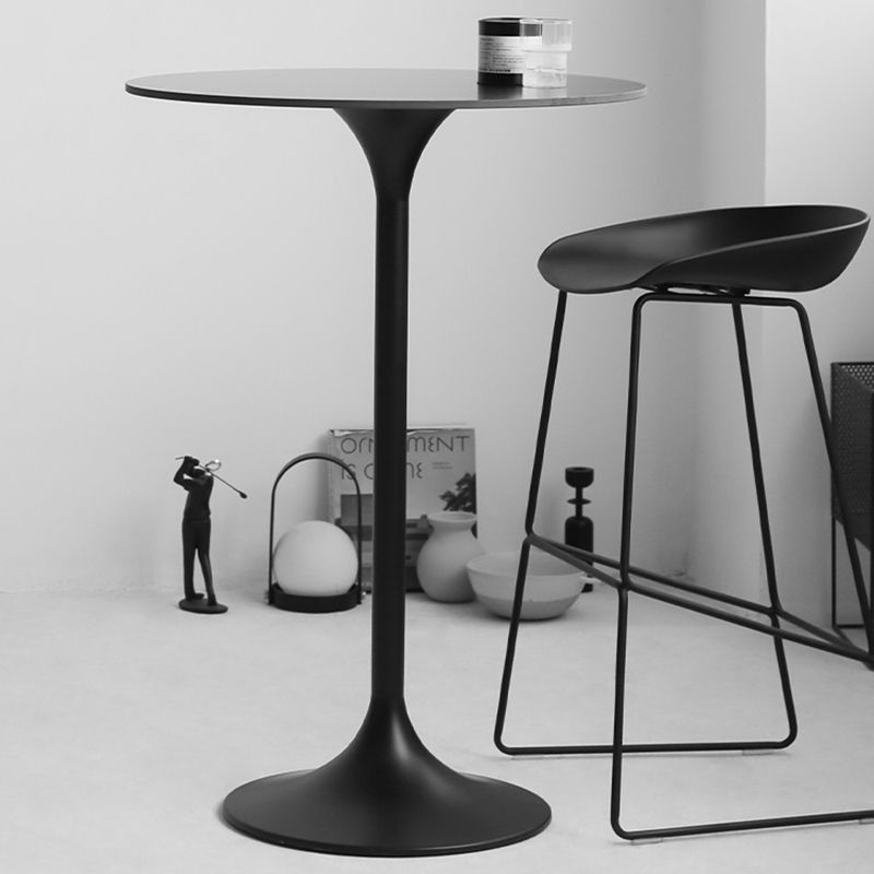 Contemporary Round Bar Height Table Metal Pedestal Bar Table for Cafe and Breakroom
