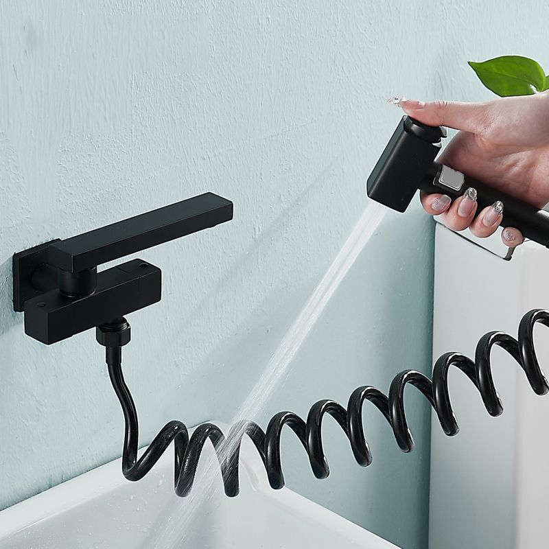 Modern Tub Filler Wall Mount Handshower Swivel Copper Tub Filler with Single Lever Handle