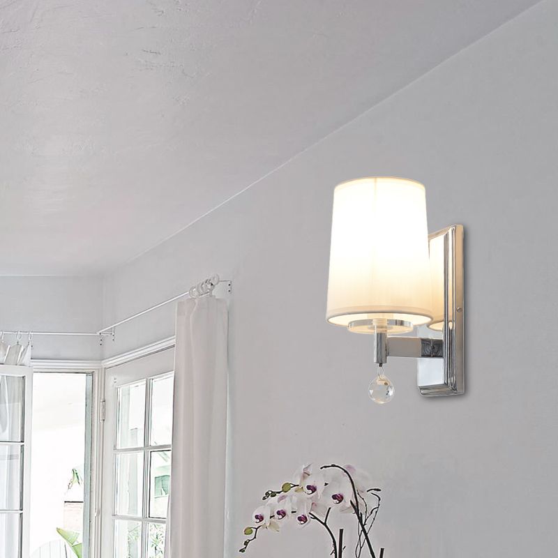 Fabric Cone Shade Wall Light with Crystal Ball Deco Modern Style 1 Head Wall Sconce Light in Chrome