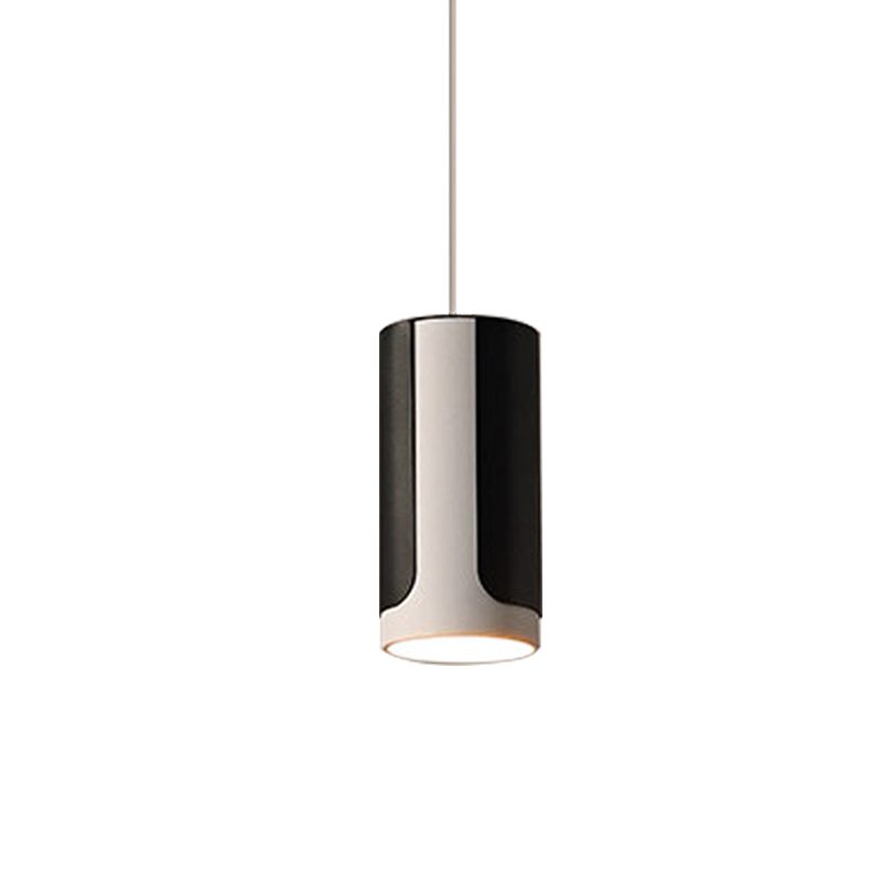 1 hoofd eettafel hangende lichtkit eenvoudige zwart -witte hanglamp met metalen schaduw van cilinder