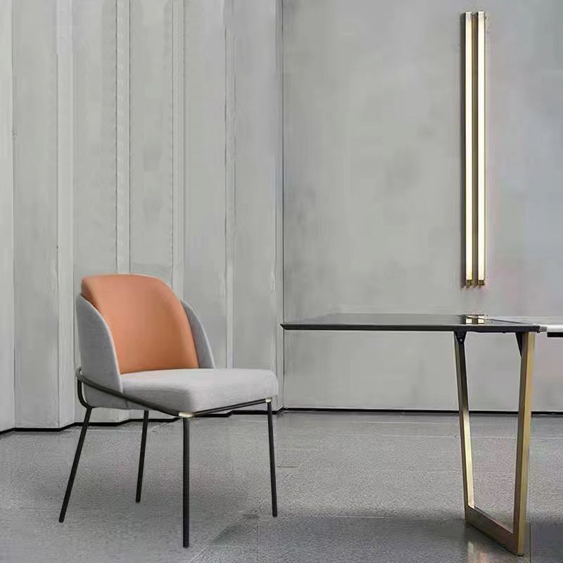 Modern Upholstered Armless Chair Fabric Dining Chair with Metal Base for Restaurant