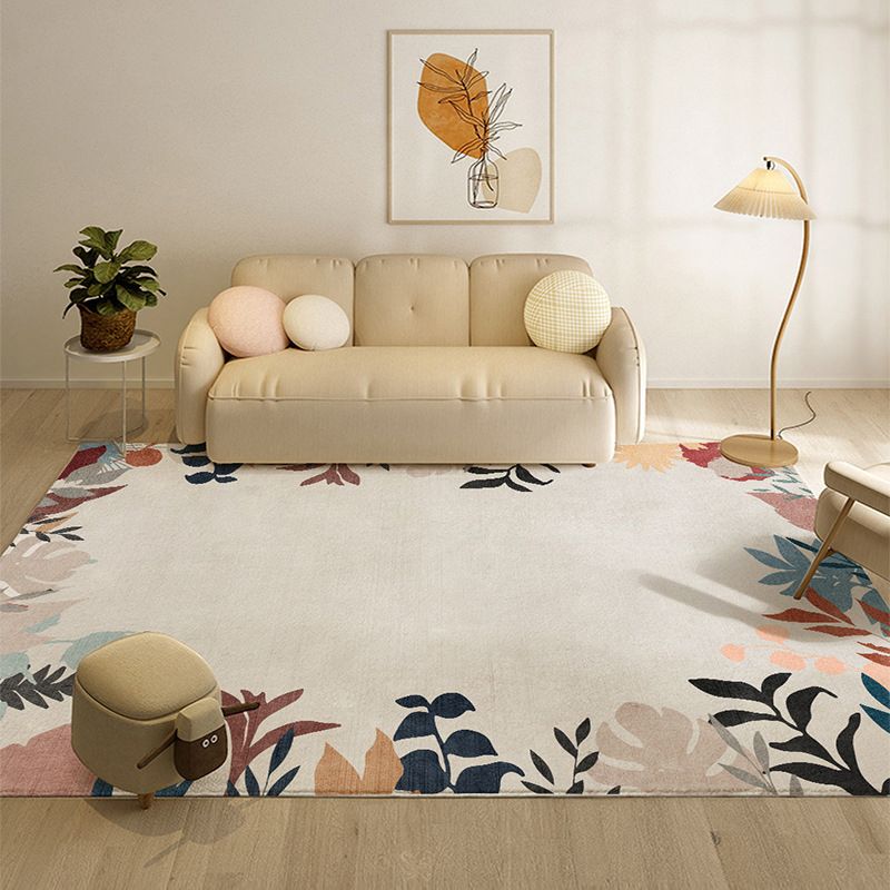 Fancy Plant Patroon Tapijt Pink Pink Modern Area Trug Polyester Anti-Slip Area Rug voor thuisdecoratie