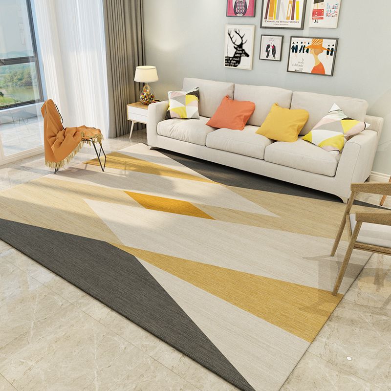 Environmental Geometric Color-Block Rug Multi Color Simplicity Rug Synthetics Pet Friendly Washable Non-Slip Rug for Room