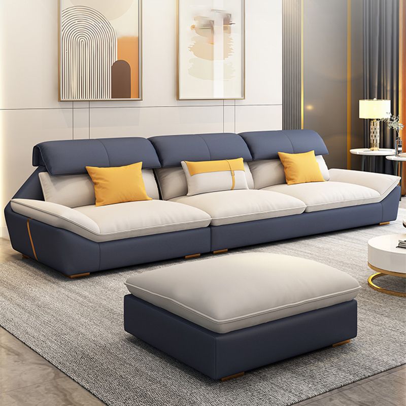 Faux Leather Contemporary Beige Sofa/Sectional for Living Room