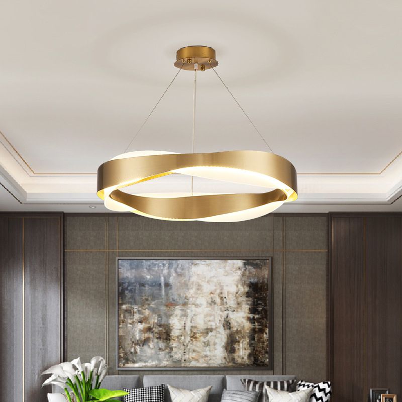 1-Licht-Suspension Licht postmoderner Ringform Metall Kronleuchterleuchter in Gold