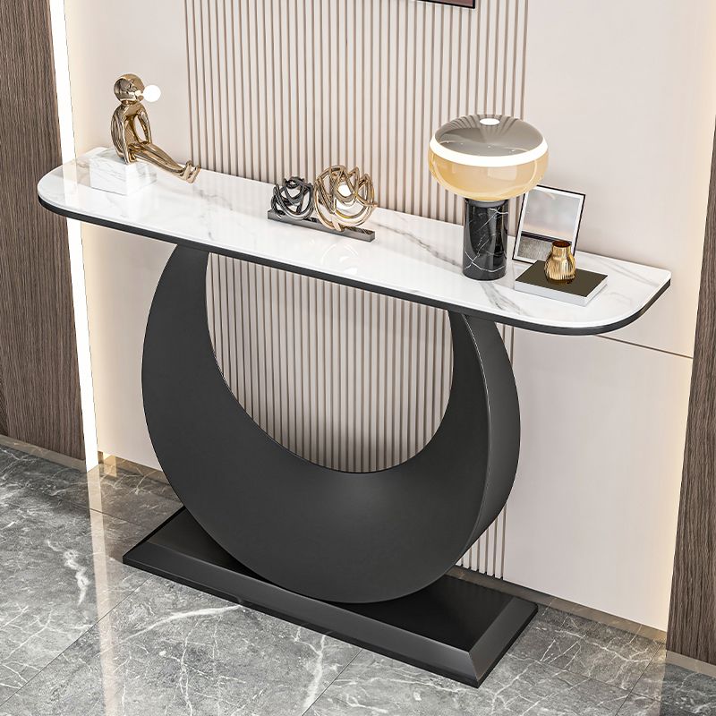 Glam Stone Accent Table Scratch Resistant Sofa Console Table for Hall
