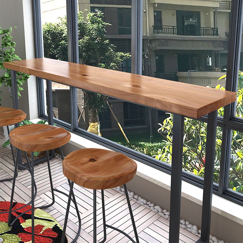 Modern Solid Wood Pub/Bar Table Sled Natural Balcony Bar Dining Table, Only Table