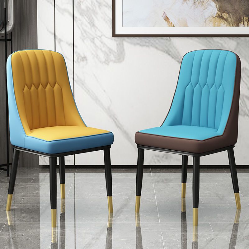Glam Style Parsons Side Chair Faux Leather Indoor Dining Chair
