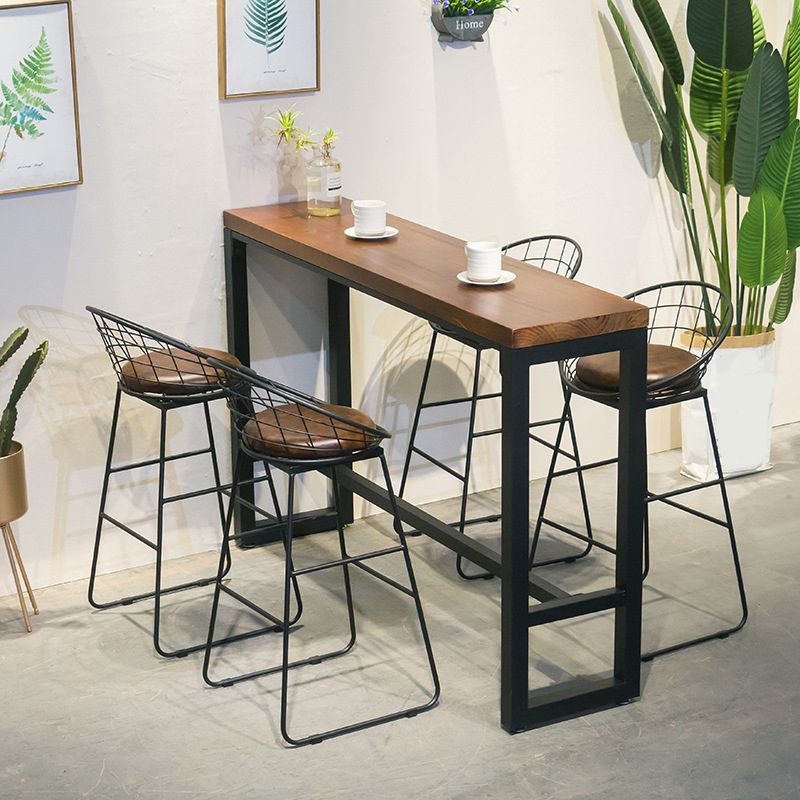 1/2/3/4/5 Pieces Modern Rectangular Pub Table Set Wooden Counter Table with Stools