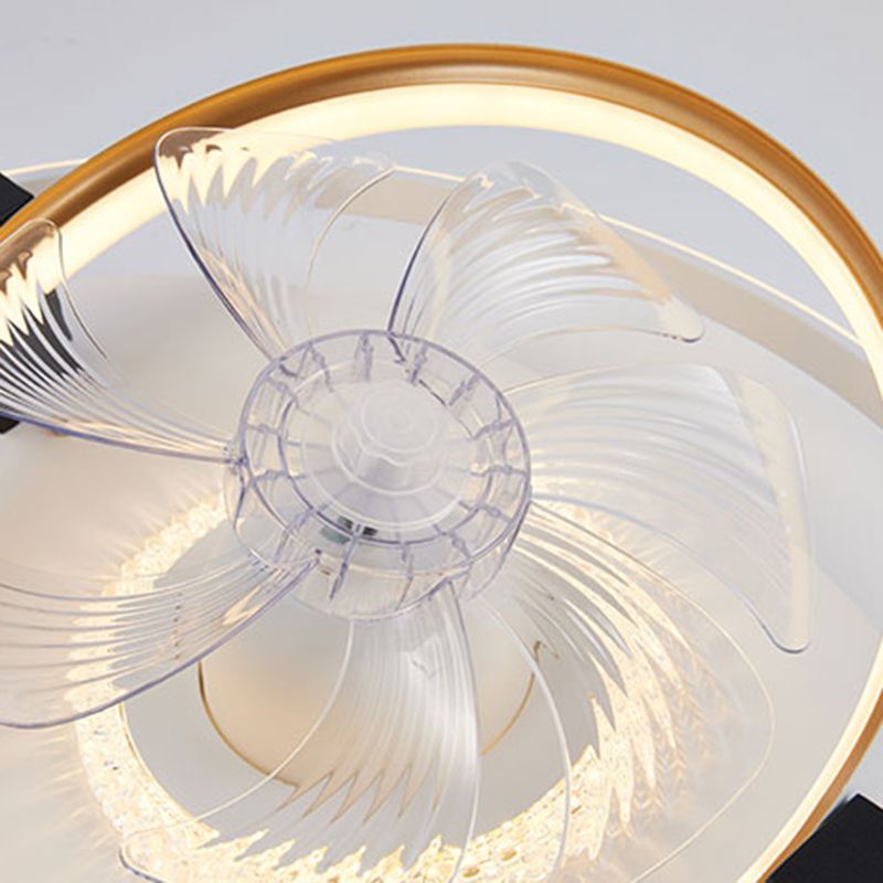 Metal Round Shape Ceiling Fan Modern Style 4 Lights Ceiling Fans Fixtures