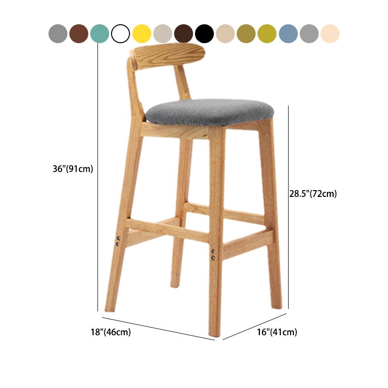 Armless Upholstered Bar Stool Modern Low Back Bar Stool with Wooden Legs