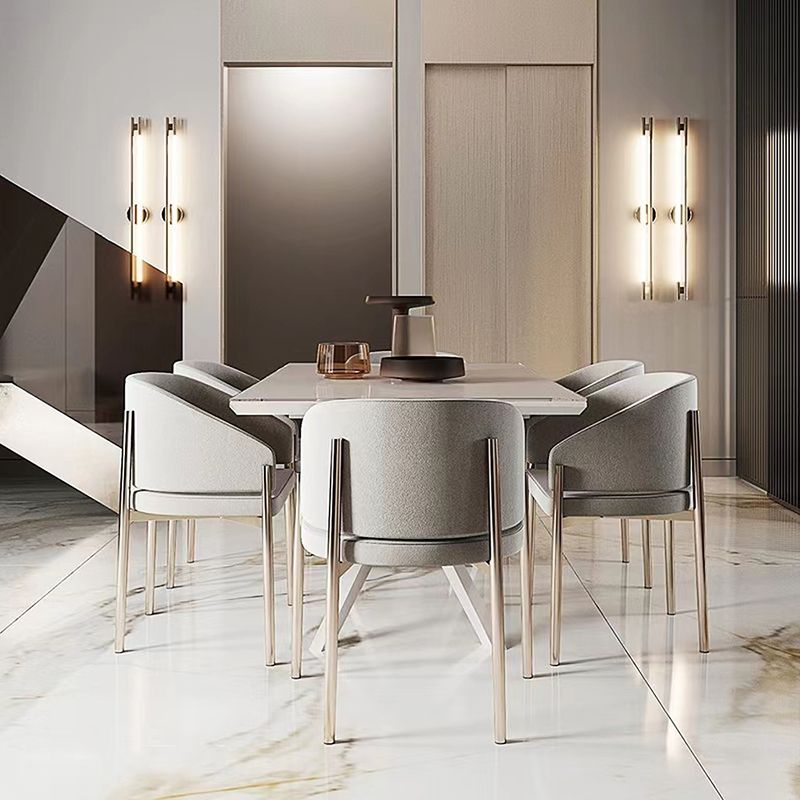 Luxury Style Metal Arm Dining Chair with Upholstered for Dining Room