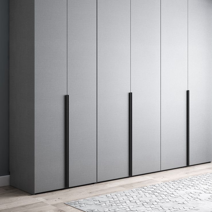 Engineered Wood Wardrobe Cabinet Modern Style Soft Close Doors Wardrobe Closet in Gray