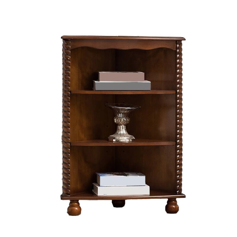 Contemporary Solid Wood Corner Chest, Brown Accent Chest with Shelves