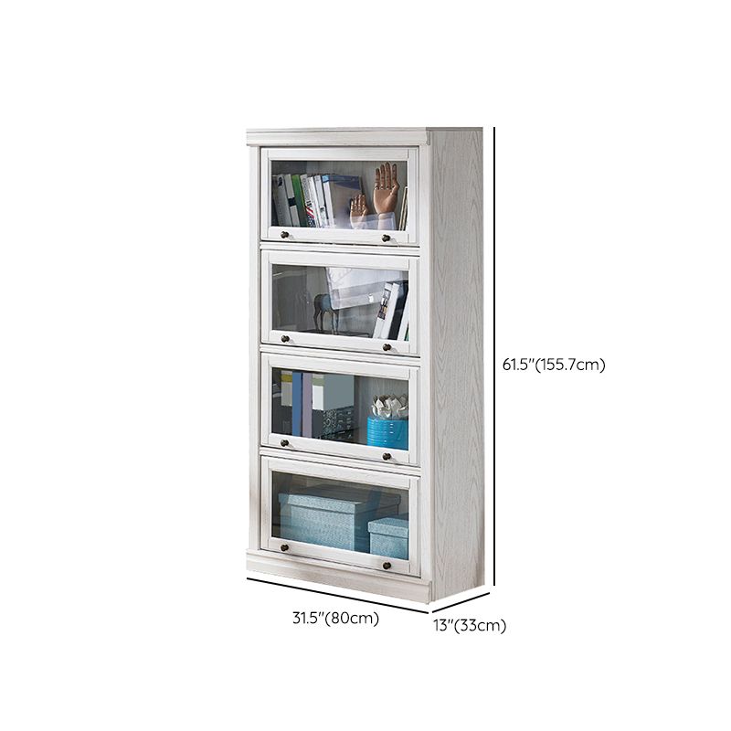 Modern Standard Bookcase Wooden White Bookshelf with Cabinets